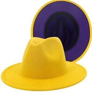 Yellow with purple base Unisex Fedora Hat